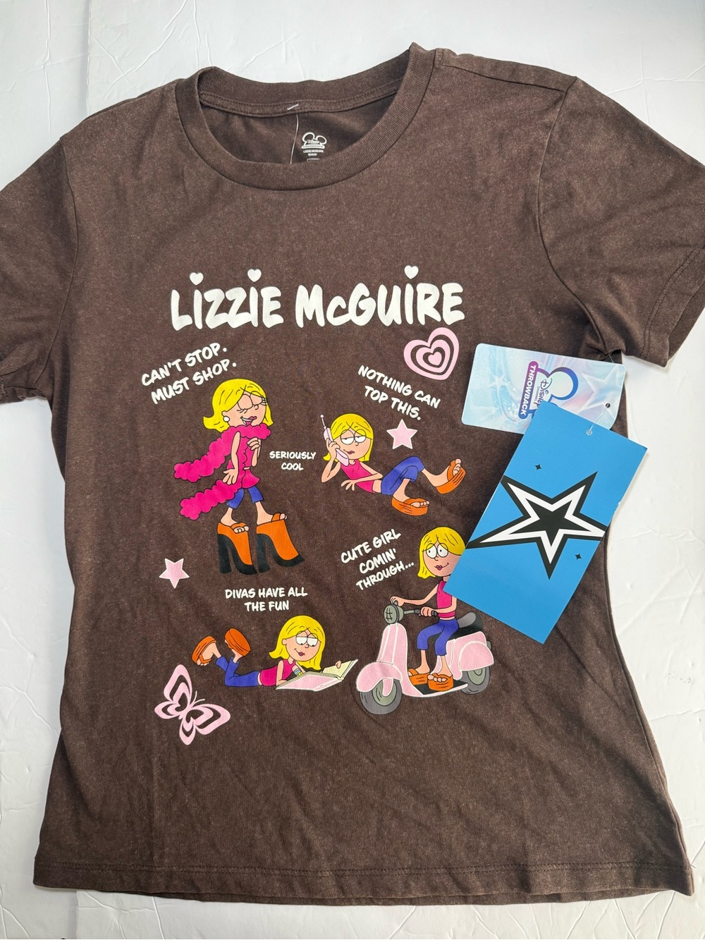 Disney Lizzie McGuire Brown Y2K Throwback Graphic T-shirt - Size L - NWT
